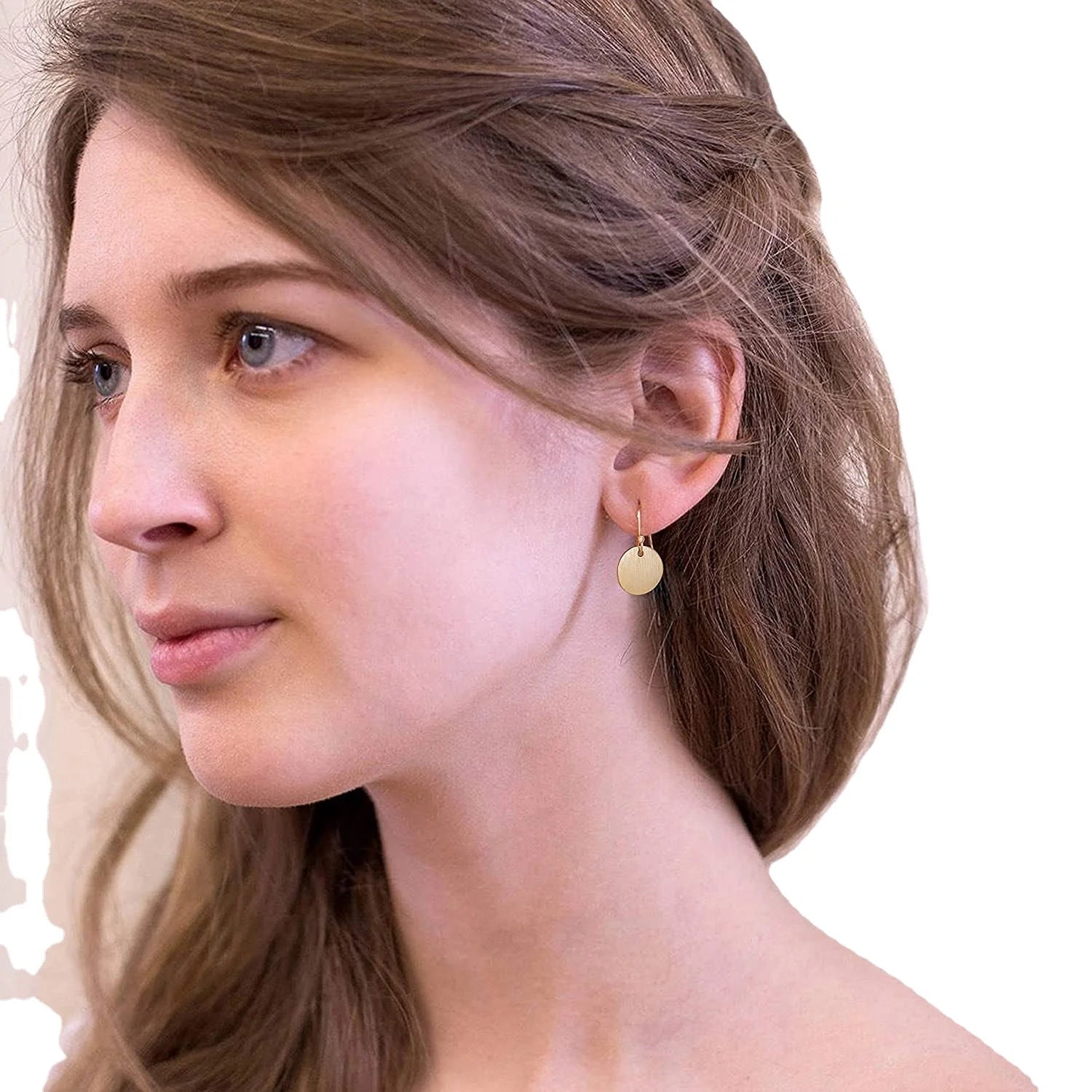 2025 Trendy Fashion Solid Round Titanium Pendant Stud Earrings