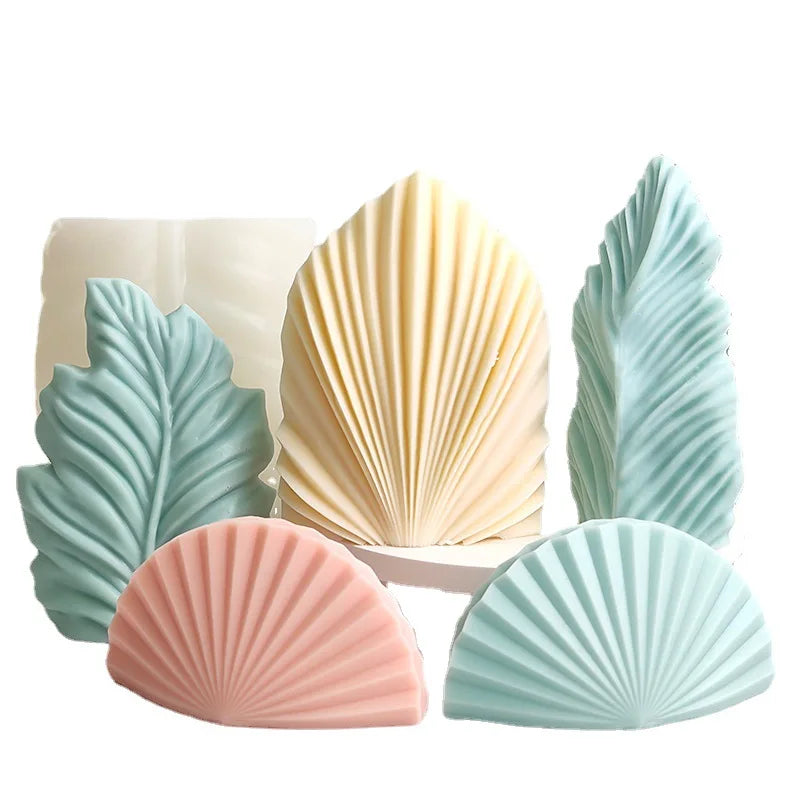 HY Geometric Mold Coral Shell Silicone Candle Mold Large Scallop Soap Fondant Cake Mould Epoxy Resin Casting Mold