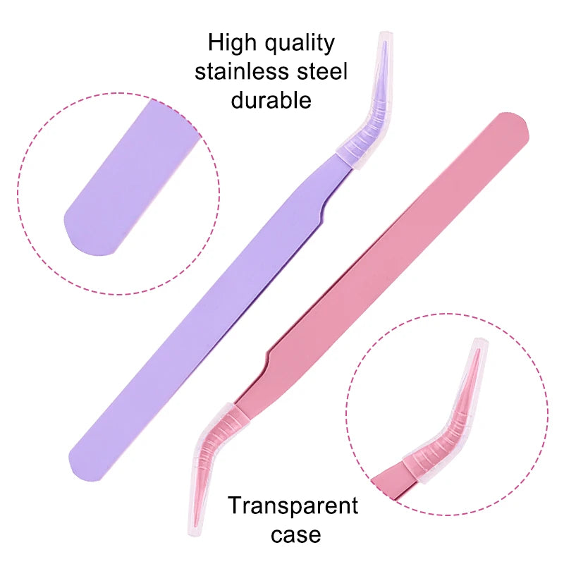 Diy Fiber Tip Volume Lash Tweezers for Eyelash Extension Private Label Stainless Steel Eyelash Tweezers Custom Logo