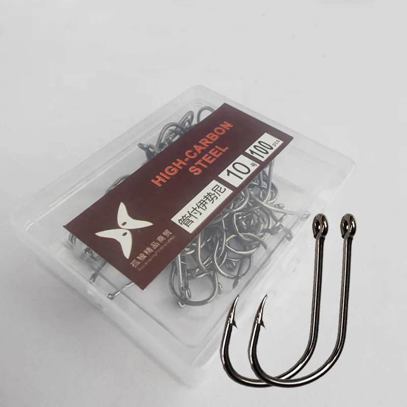 Hot Sale 15/100pcs Black Nickel Barbed Carp Fishing Hooks High Carbon Steel in Sizes 3 to 20 with Storage Box