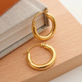 Fashion Jewelry Hypoallergenic Stainless Steel 18k Gold Filled Chunky Huggie Hoop Earrings for Women