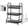 Over the Sink Shelf Cutting Board Cutlery Holder Dish Drying Drainer Rack for Kitchen 2-tier 3 Tier Stainless Steel Metal Black
