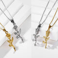 Vintage Vitruvian Man Crucifix Pendant St Christopher Necklace Stainless Steel Compass Necklaces Hot Medusa Rose Flower Necklace