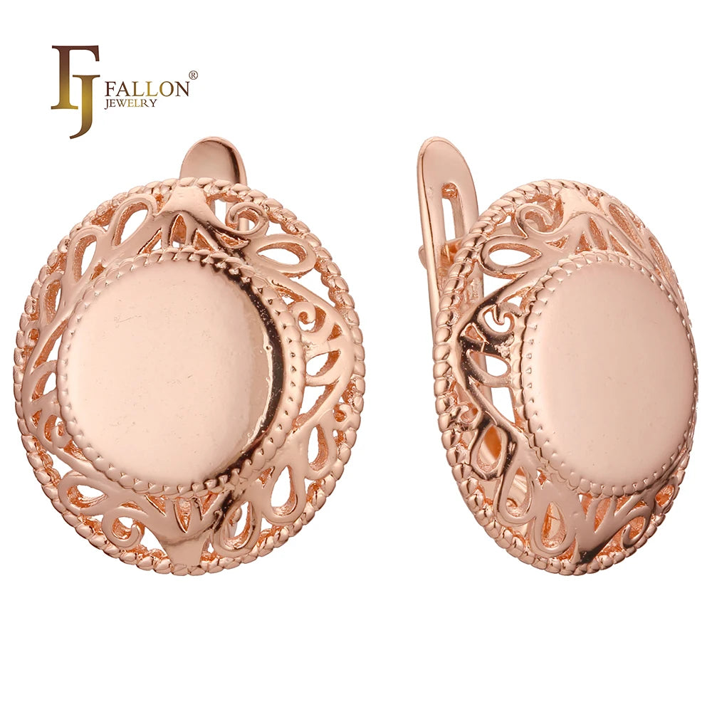 FJ Fallon Fashion Jewelry Earrings Plated in 585 Rose Gold Brass Based