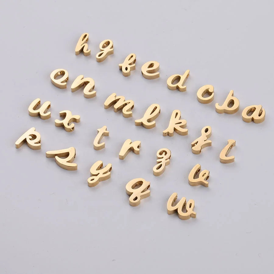 Simple Golden 26 English Letter Pendant A-Z DIY Small Hole Letter Necklaces Bracelet Jewelry Accessories for Women