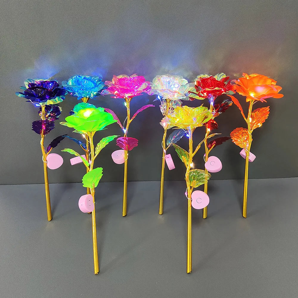 Reasonable Price 24k Gold Foil Roses Galaxy Roses With Led Light for Christmas Valentines Day