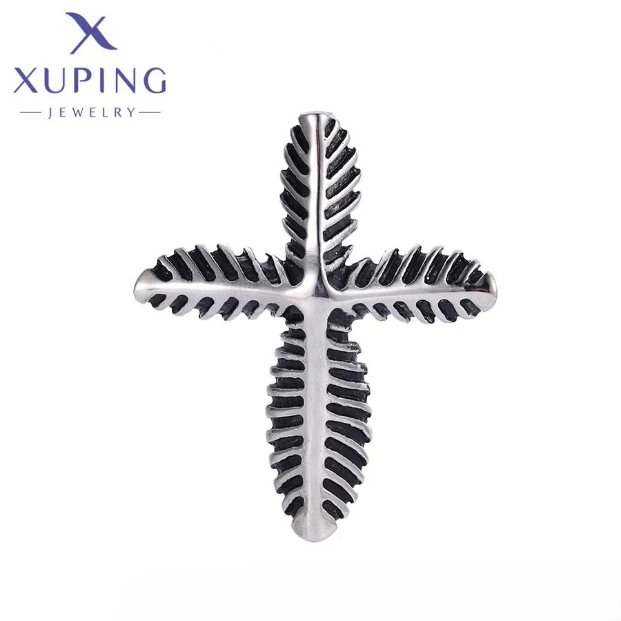 33517 XUPING JEWELRY Black Gun Color Simple Stainless Steel Cross Custom Hip Hop Fashion Jewelry Pendant Charms