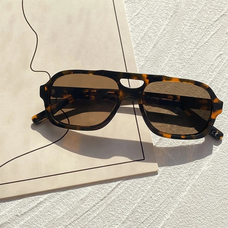 Hign End Men Square Double Bridge Uv400 Polarized Acetate Shades Sunglasses Sun Glasses Gafas De Sol Polarizadas Zonnebril