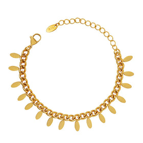 Hip Hop Metal Style Personality Simple Chain Leaves Tassel Bracelet Titanium Steel Steel 18K Tarnish Free Bracelets