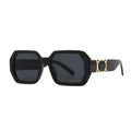 Rectangle Sunglasses Women Retro Gradient Shades UV400 Men Trendy Y2k Punk Square Sun Glasses with Metal Rivet Summer Eyewear