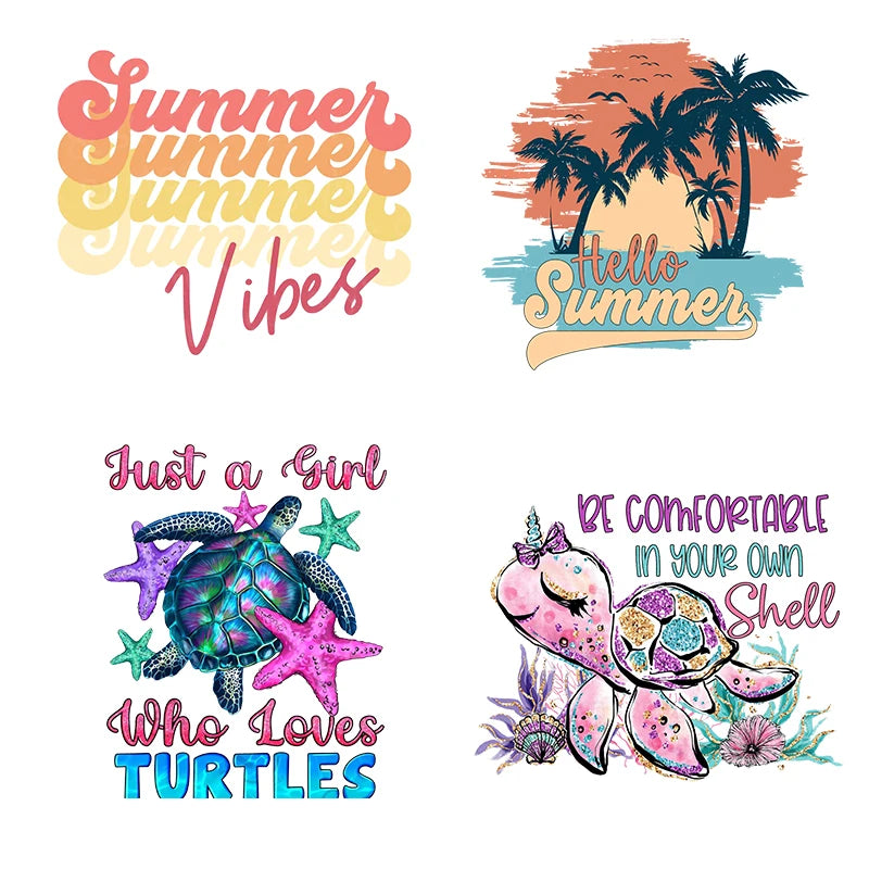 Wholesale Custom Dtf Transfers Summer Ready to Press Heat Transfer Designs Patches Sticker Iron on Transfer for Clothes