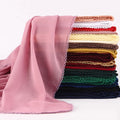 Sharut New Malaysia Curvy Edge Lace Wrap Scarf Wholesale Pearl Chiffon Material Gauze Scarf