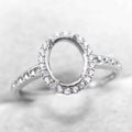 Sterling Silver 6*8/7*9mm Semi Mount Ring Frame Empty Blank Support Claws Setting S925 Base Without Center Stone DIY for Inlay