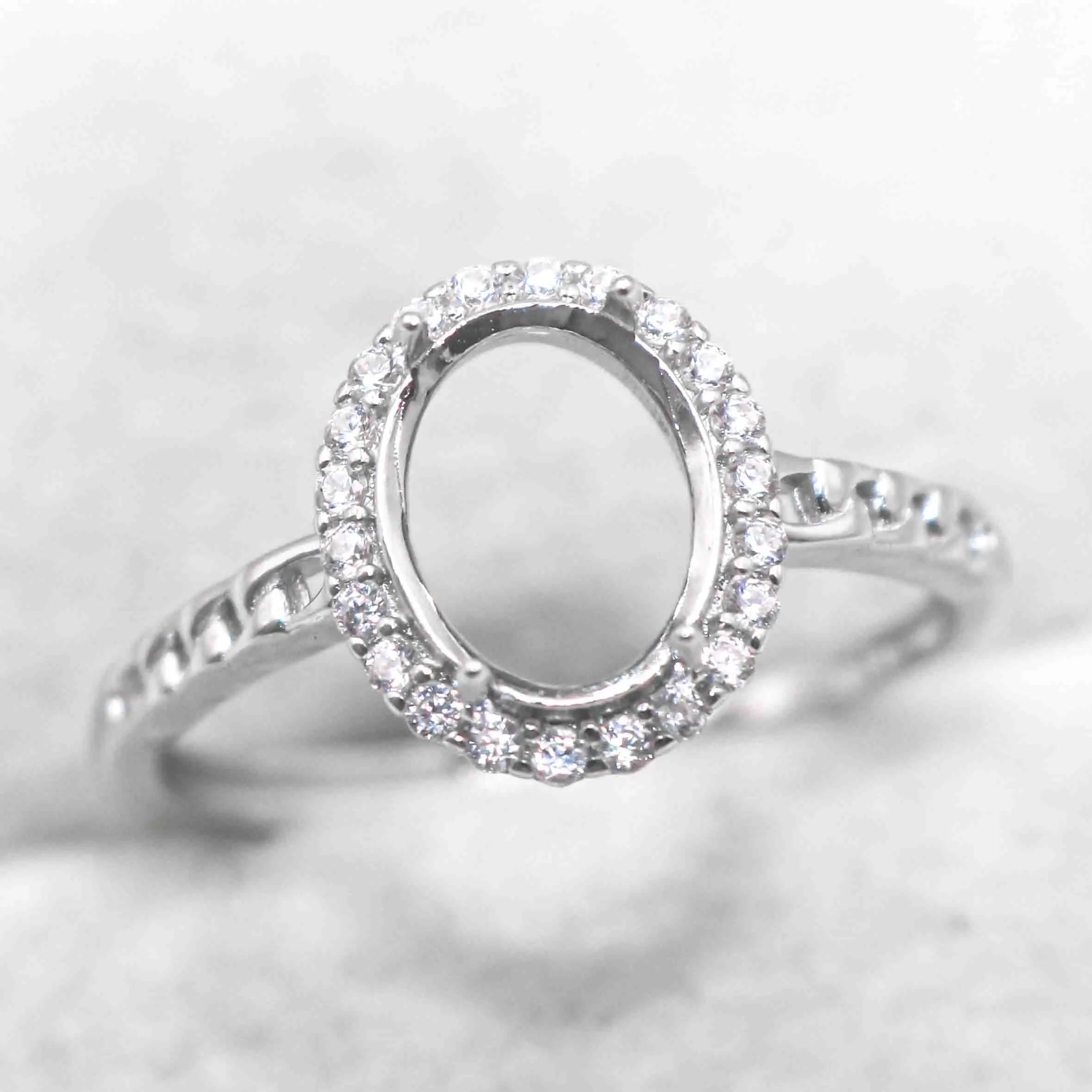 Sterling Silver 6*8/7*9mm Semi Mount Ring Frame Empty Blank Support Claws Setting S925 Base Without Center Stone DIY for Inlay