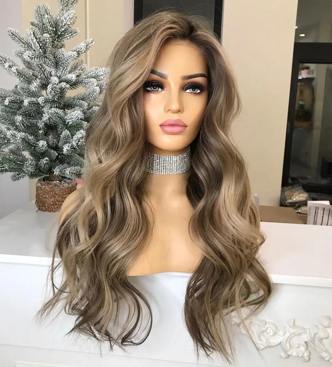Instock Jewish European Human Hair Loose Wave Lace Front Wigs With Dark Roots Pre Plucked With Baby Hair for Women Hair Loss
