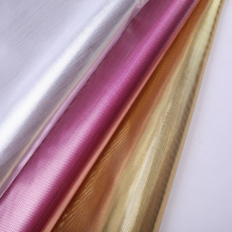Low Price 100% Polyester Metallic Foil Lame Fabric Gold/Silver/White/Orange/Red/Pink Colors Lightweight Soft Hand Feel Curtain