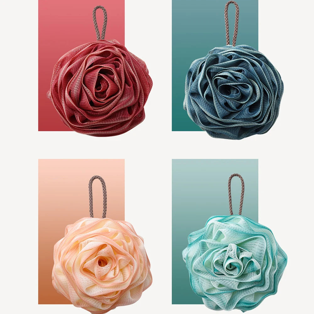 70g Rose Shaped Bath Sponge Fast Foaming Shower Ball Large Soft Exfoliating Mesh Pouf Sponges Fashion Style Bag for Women Men