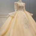 Heavy Industry Retro High Neck Long Sleeve Wedding Dress 2023 New Bride Main Wedding Dress Large Trailing Women Wn033