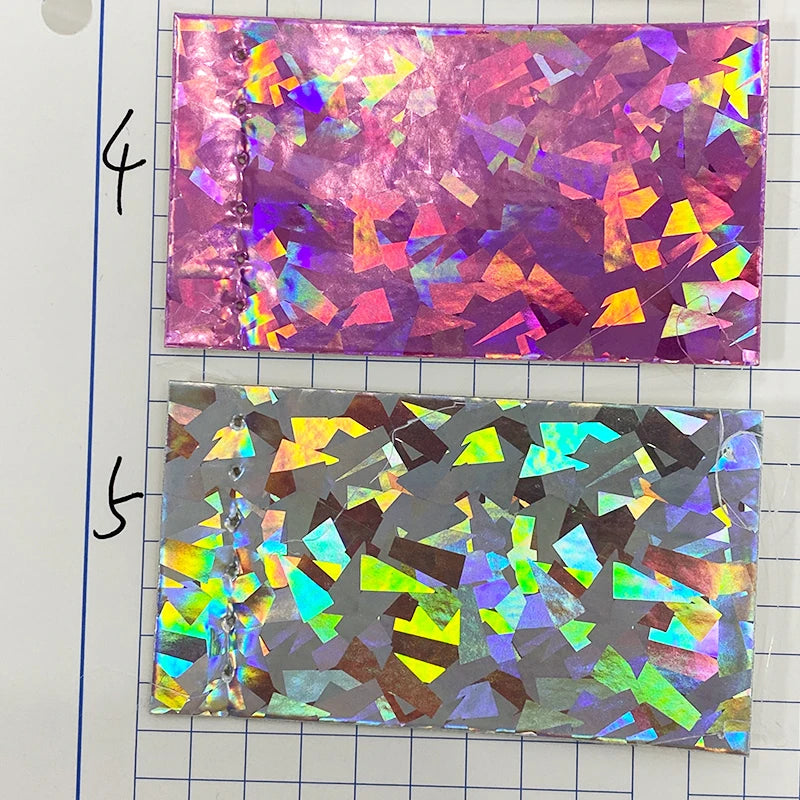 Geometric Design Print Fabric Laser Mirror Metallic Holographic Leather Fabric Sheet for Making Shoes/Bags/Clothing