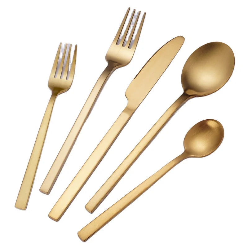 Top Seller Cutlery Set Flatware Matte Gold Silverware Spoon Fork and Knife