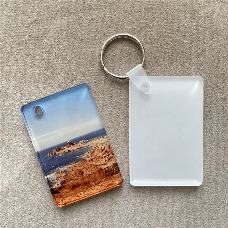 MDFSUB Custom Eco-Friendly Rechargeable 3.8mm Thick Rectangle Sublimation Acrylic Keychain Blanks 40x60mm
