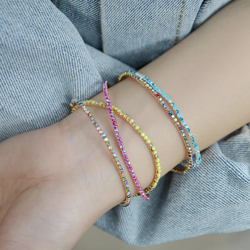 Multi Colors Summer Elastic Rhinestone Jewelry Boho Charm Friendship Bead Rhinestone Stretch Bracelet