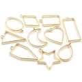 10pcs/lot Gold Plated High Quality Geometric Figure Charm Photo Frame Hollow Glue Pendant Charms DIY Handmade