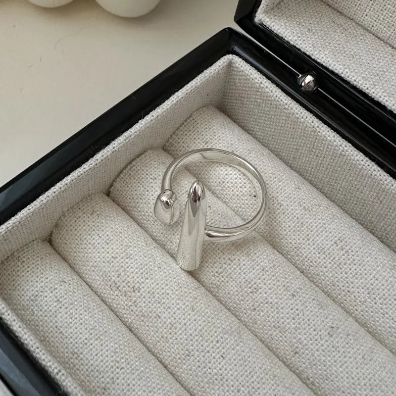 Vintage 925 Sterling Silver Geometric Double Layer Short Long Bar Adjustable Rings for Women Fashion Jewelry