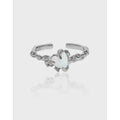 S925 Sterling Silver Designer Smart Rings Irregular Synthetic Opal Gemstone Ring Adjustable Couples Jewelry Rings for Girls Gift