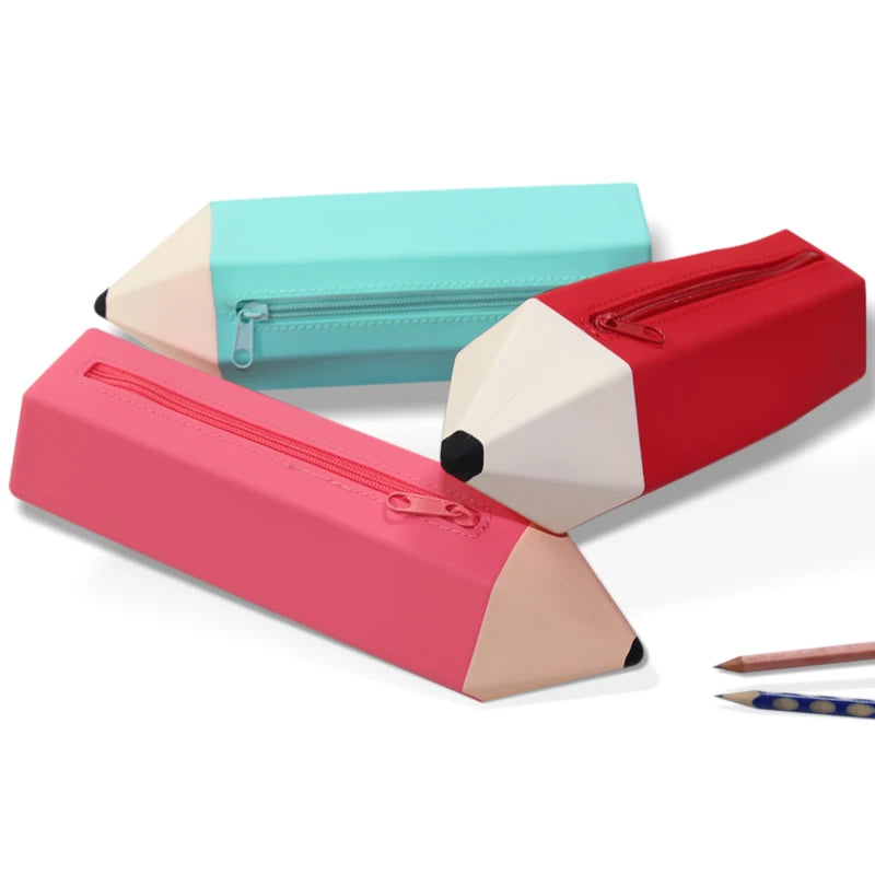 Wholesale Pencil Pouch Big Capacity Stand up Stationary Pouch Silicone Pencil case for School Pen Bags Zipper Pencil Pouch
