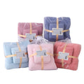 2pcs Microfiber Solid Color Quick-Dry Woven Coral Fleece Towel Set Soft Absorbent Customizable Adult Hand Face Towels Home Hotel