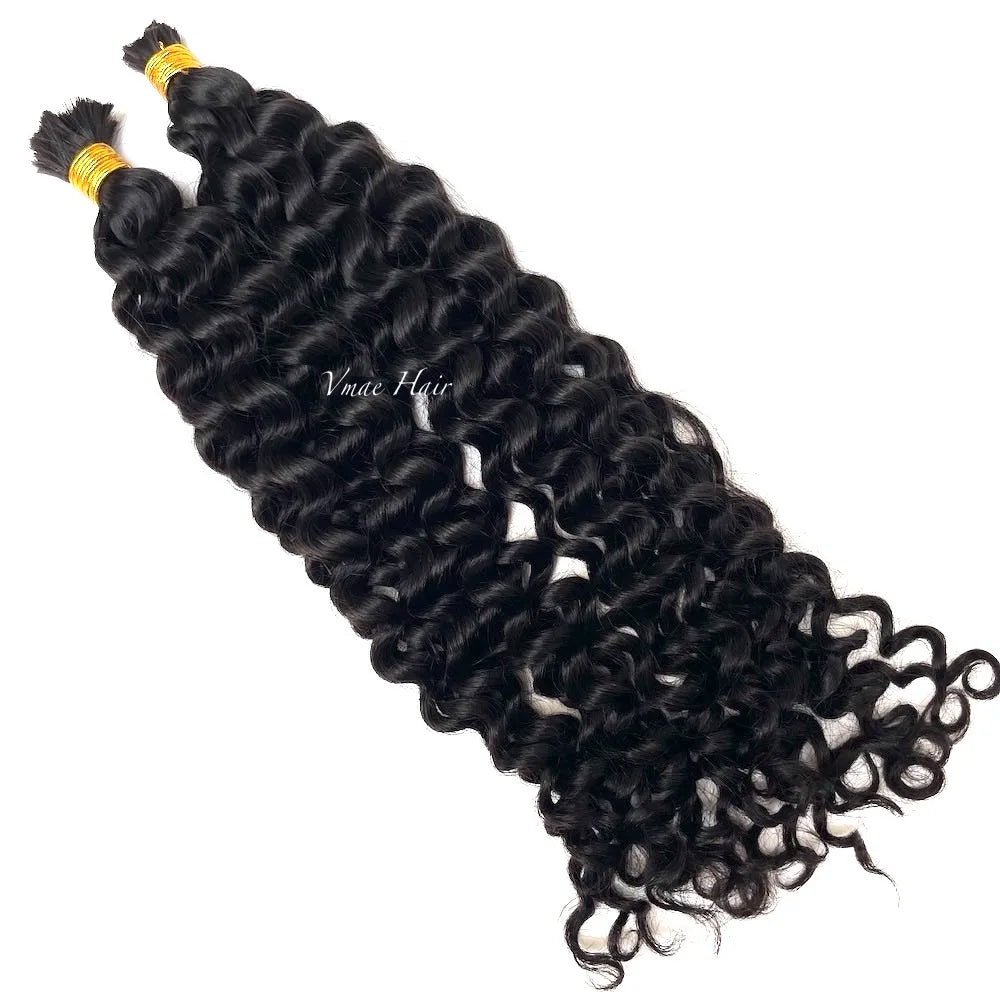 VMAE Indian Full Cuticle Aligned No Weft Virgin Hair Bulk Wholesale Water Curly Weave Bulk Human Hair for Braiding