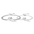 RINNTIN XP035 Valentine's Day Fine Jewelry 925 Sterling Silver Love Knot Curb Chain Heart Couple Bracelet