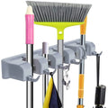 5 Position Wall Mounted Tool Organizer 6 Hooks Broom Mop Holder Tidy Organizer for Kitchen Living Room Garage & Bathroom