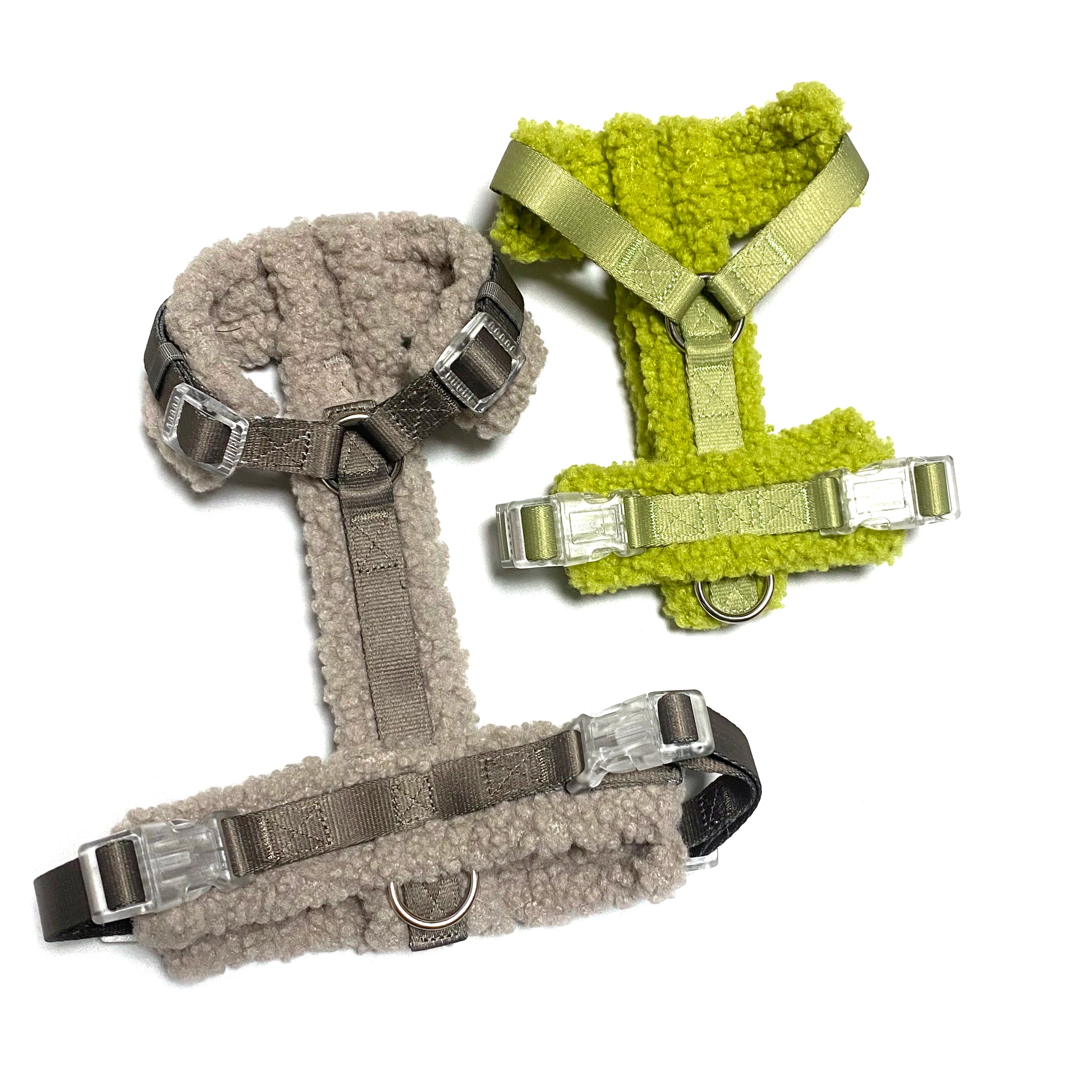 Custom Adjustable Luxury Teddy Dog Harness Personalized Clear Buckle Winter Sherpa Dog Harness