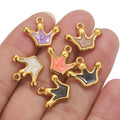 18K Gold Plated Stainless Steel Crown Pendant Enamel Crown Charm for Necklace Earrings Zircon Jewelry Findings for Making