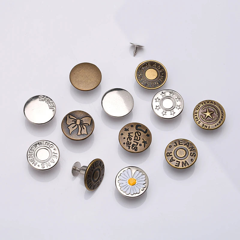 17mm Metal Brass Jeans Buttons With Rivets Accessories
