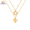 18K Gold Double Layer Collar Chain Necklace Multi-Layer Hollow Heart Link Chain Fashion Jewelry Made of Stainless Steel