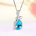 2021 New Love Heart of the Ocean S925 Silver Plate S925 Silver Tear of Angel Pendant Blue Austrian Crystal Necklace