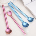 Ultralight Outdoor Colorful Titanium Fork Spoon With Long Handle New Style Unique Camping Titanium Spoon for Travel and Hiking