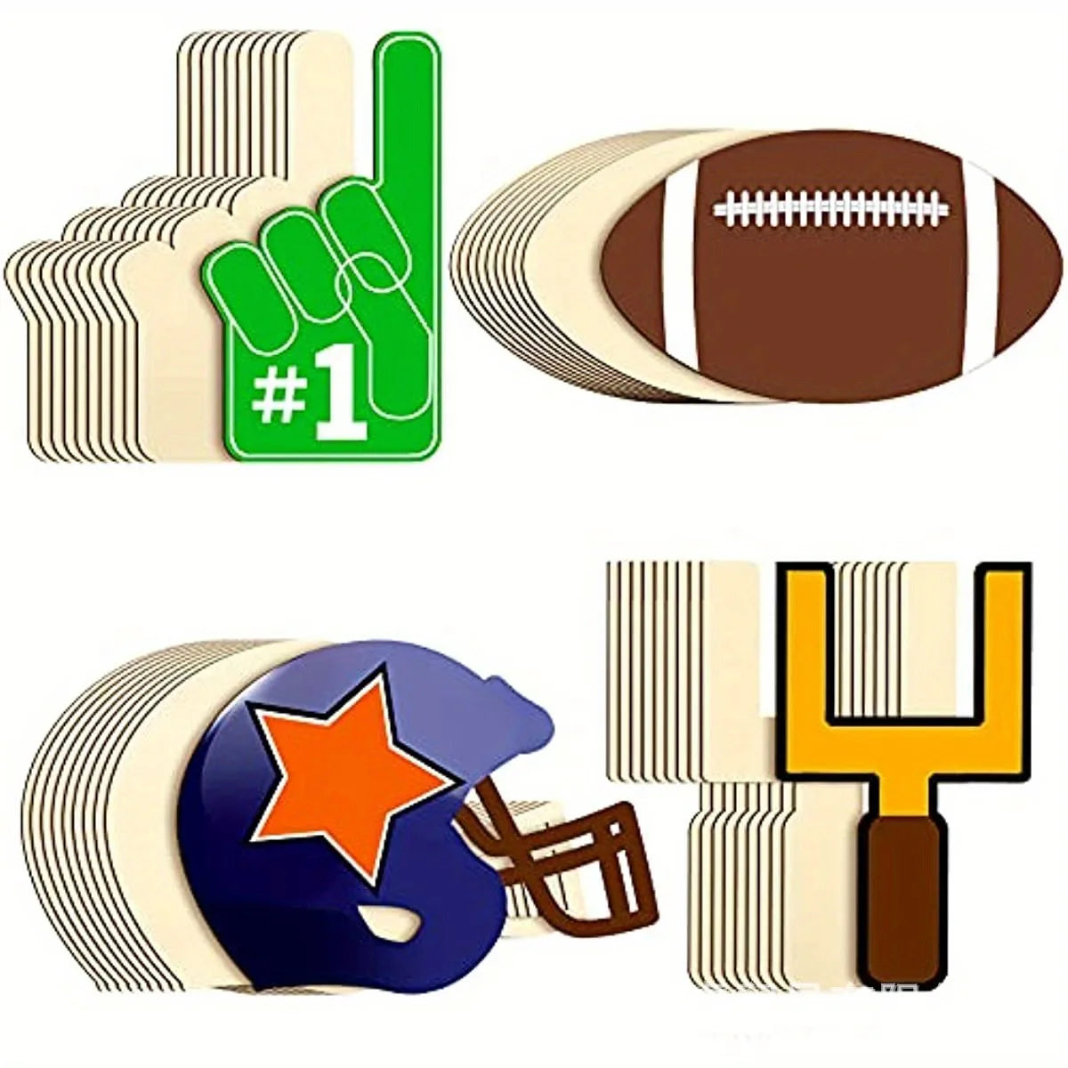 Wholesale 16 Pcs Wooden Ornaments Football and Rugby Wooden Cutouts for DIY Crafts and Home Decor Dropshipping