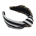 Dream Fashion Custom Canvas Crystal Strip Leopard Mix Top Knotted Pearl Headband Girl Baroque Boho Cool Leopard Knot Headband