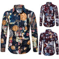 2023 Shirt New square Collar Slim Fashion European Size Leaf Youth Long-sleeved Shirt