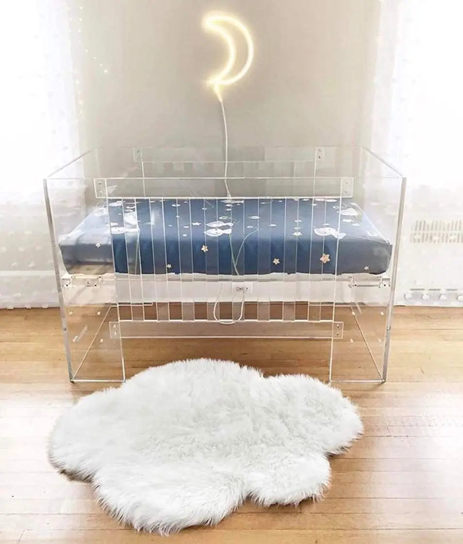 Cloud Shape Fluffy Sheepskin Super Soft Carpet White Long Fur Kids Bedside Area Rug