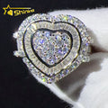 Fine Jewelry Women Ring Silver 925 Iced Out Diamond Hip Hop Vvs Moissanite Heart Rings