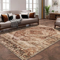 Luxury Vintage Rug 5x7 Low Pile Indoor Floral Print Stain Resistance Non-Slip Large Area Carpet Living Room Machine Washable
