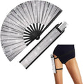 FAREA Glitter Large Folding Fan Rave Fan Party Accessories for Women Men Dance Music Decoration Rave Festival Accessories
