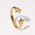 BM Waterproof Jewelry Wholesale Stainless Steel Non-fading Adjustable Gold Star Ring
