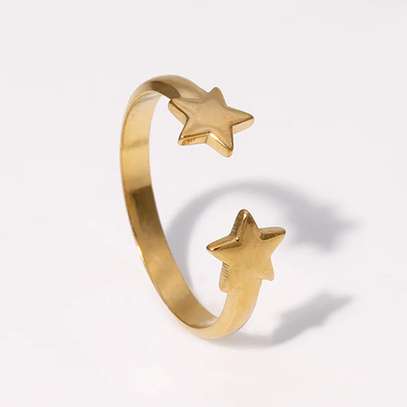 BM Waterproof Jewelry Wholesale Stainless Steel Non-fading Adjustable Gold Star Ring