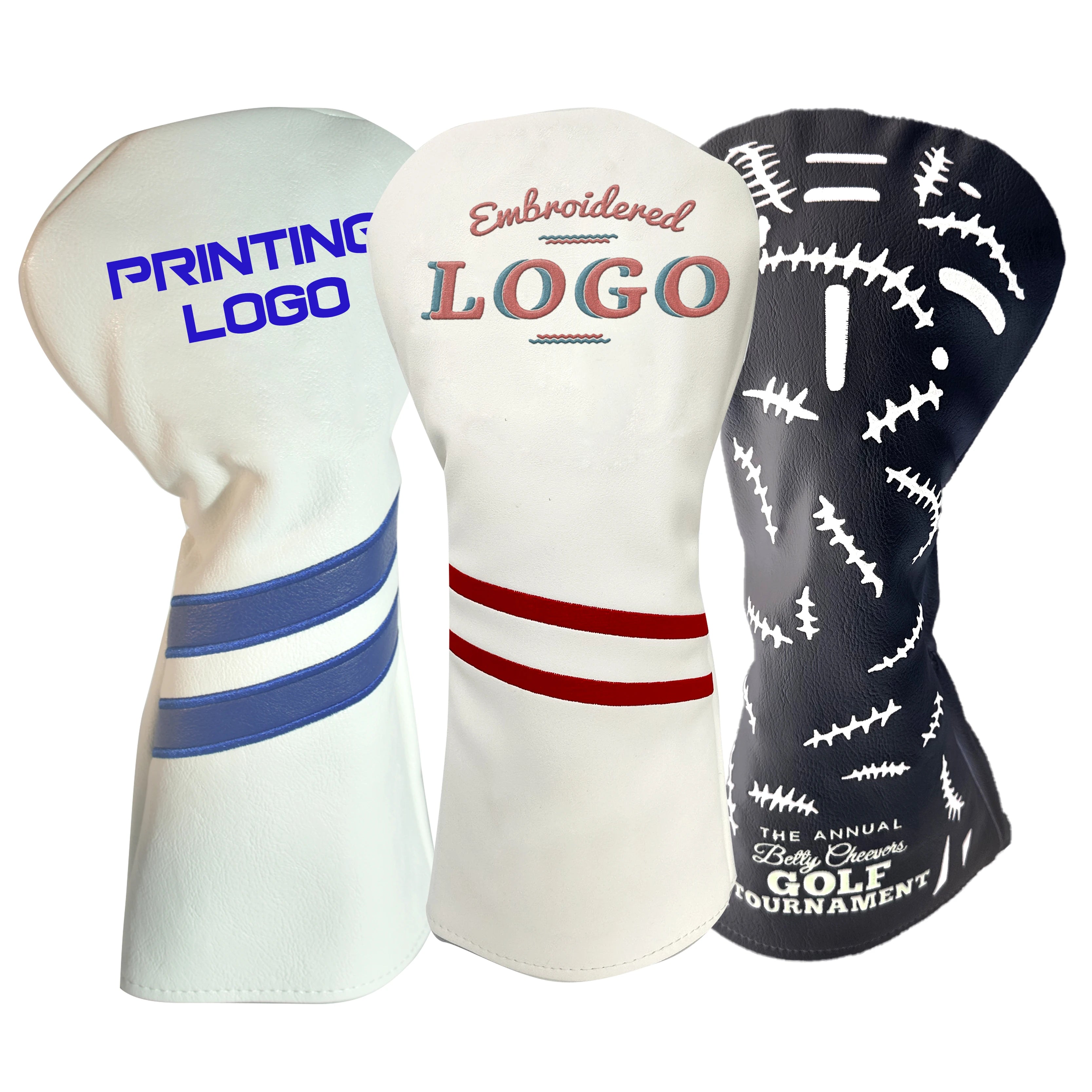 Golf Head Covers Custom Texture Embroidery Design Synthetic Leather Needlepoint Golf Driver Headcover
